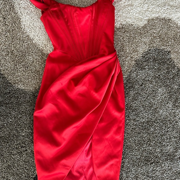 House of cb Loretta Off the Shoulder Satin Corset Dress - Picture 9 of 11